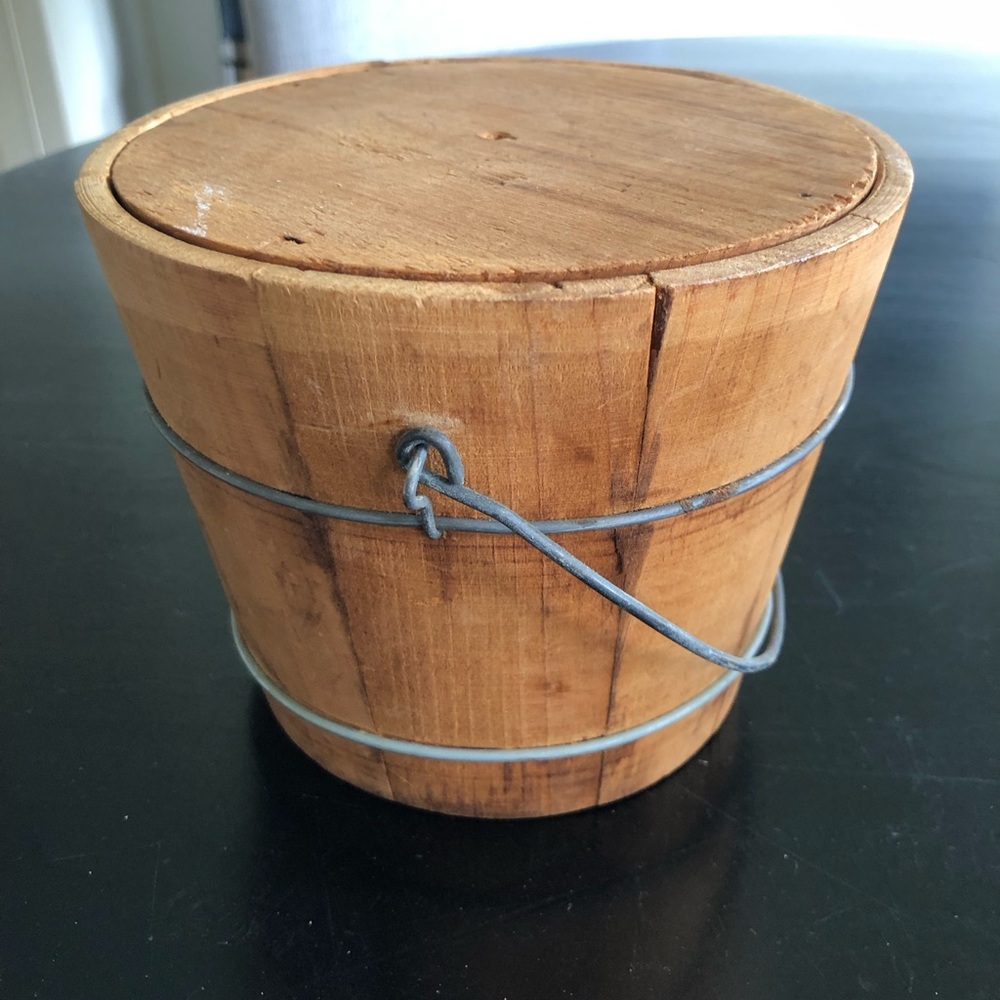 Antique Vintage Firkin Wooden Bucket with Handle - Picture 8 of 9